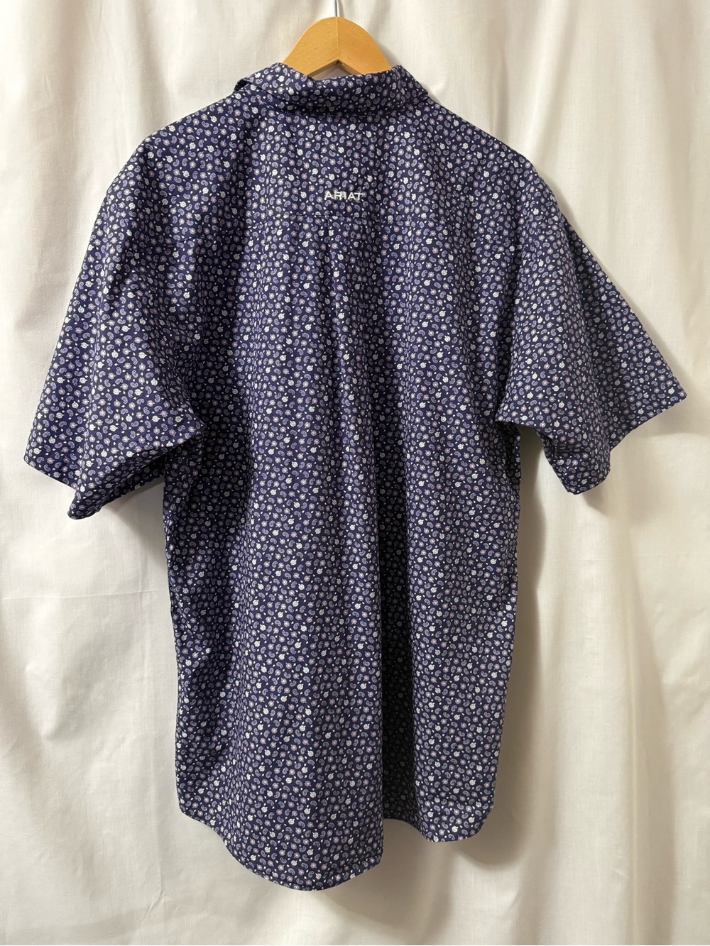Ariat Purple Short Sleeve Button-Up with White Paisley 0157 - Picture 10 of 15